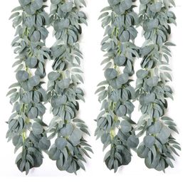 Decorative Flowers Artificial Eucalyptus Garland With Willow Leaves String Faux Greenery For Wedding Party Home Table Runner Arch Decor