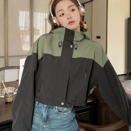 Deeptown Crop Windbreaker Jacket Women Kpop Y2k Streetwear Korean Reviews Many Clothes Hooded Zipup Short Jackets Autumn Winter 240110