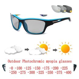 Sunglasses Square Nearsighted Sunglasses Men Sport Outdoor Photochromic Myopia Lens Driving and Riding Sunglasses Prescription 0 4.0 Nx