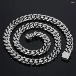 Chains Men Cuban Link Chain Necklace Hip Hop Smooth Buckle Stainless Steel Titanium Polished Jewelry