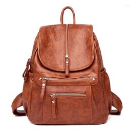 School Bags Women High Quality Leather Backpacks Vintage Female Shoulder Bag Travel Ladies Bagpack Mochilas For Girls Wholesale
