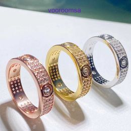 Designer carter rings for women and men Love Couple Ring Women's Full Sky Star Three Rows Diamond Rose Gold Fashion Light Luxury High Sense With Original Box