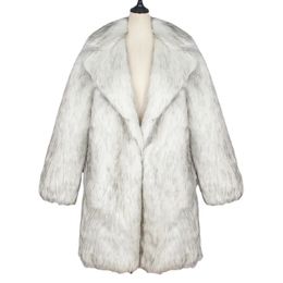 Winter Thick Casual Solid Colour Faux Fur Coats Man Single Breasted Turn-Down Collar Full Sleeve Vintage Tops 240110