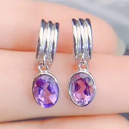 Stud Earrings Natural Real Amethyst Earring Oval Style 925 Sterling Silver 5 7mm 0.9ct 2pcs Fine Jewellery L231172