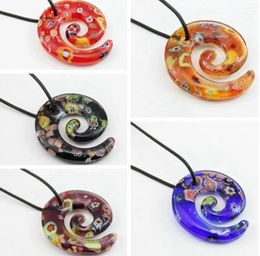 Pendant Necklaces Wholesale 5pcs Handmade Murano Lampwork Glass Vintage Vortex 50 50MM Fit Necklace Jewellery Gifts LL70