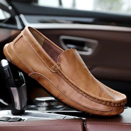 Loafers Leather Casual Comfort Genuine 345 for Men Classic Boat Shoes Man Footwear Light Moccasins Plus Size 38-48 240109 580