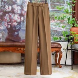 Women's Pants High-waisted Narrow Version Micro Wide-leg Straight Western Female 2024 Solid Color Elegant Casual Versatile