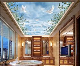 3d ceiling murals wallpaper custom mural Leaves the sky dove 3d wall murals wallpaper for living room wall papers home decor paint6448471