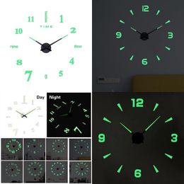 Wall Clocks Creative Glow-In-The-Dark Diy Clock 47 Large Size Acrylic Living Room Decoration Sticker Silent Drop Delivery Ot1Qh