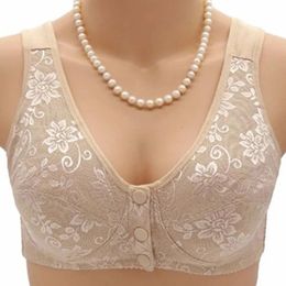 36~46 Summer Women Front Button Bra without padding Plus Size bras Mother's Cotton Wireless Underwear Large Bralette 5121 240110