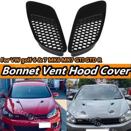 New 2PCS Engine Hood Vent Louvers Air Scoop Bonnet Vent Cover For VW Golf 6 7 MK6 MK7 GTI GTD R Air Intake Cover Glossy Black