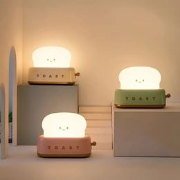 1pc Rechargeable Cute Toast Machine Shape LED Desk Lamp, 3000K USB Charging Decorative Table Lamp, Toast Bread LED Night Lamp, Creative Design Bread Night Light