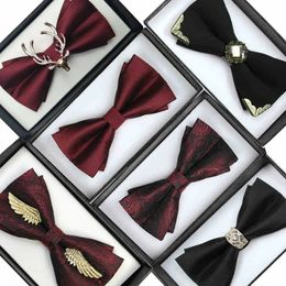 Men's bow tie collar wedding gift male bridegroom man pure Colour red brotherhood annual meeting pure black blue tie 240109