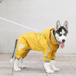 Dog Apparel Pets Can Pull The Four Feet Raincoat Waterproof Large And Medium-sized Pet Out Of Rainy Day Clothes