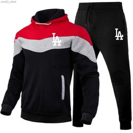 Men's Tracksuits Hoodies Sweatshirts Fashion Mens Hoodie Thick Sportswear Jogging Casual Patchwork Tracksuit Running Sports Suit + Pants 2 pcs Q230110