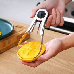 Stainless Steel Cutter Splitter Avocado Slicer Fruit Melon Cutting Knife Peeler Coring Diced Peeling Tool Kitchen Gadgets 240110