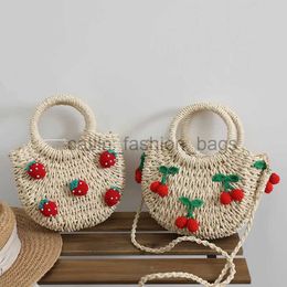 Shoulder Bags 2022 new cute cherry small fresh str bag hand-woven strberry messenger bagcatlin_fashion_bags