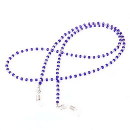 60cm Long Fashion Crystal Beads Beaded Glasses Eyeglasses Sunglass Spectacles Chain Holder Neckchain (blue+clear)