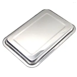 Plates Cooking Tray Thicken Stainless Steel Grill Pan Rectangular Vegetable Fruit For Home Restaurant 27 X 20cm