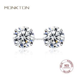 Stud Monkton 6.5mm Moissanite Stud Earrings for Women Trend Top Quality 925 Sterling Silver Sparkling Wedding Jewellery Wholesale YQ240110