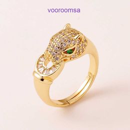 Carter Rings Women's Fashion ring Hip Hop Style Exaggerated Handicraft Bronze Micro Set Zircon Ring Leopard Alternative Party Female With Original Box