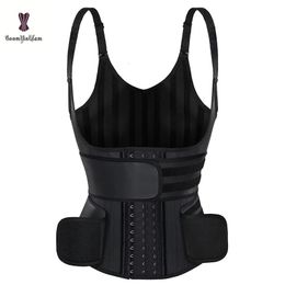 Custom Big Size Sheath Corset And Bustier Fajas Colombians Body Shapers Latex Vest With Waist Trainer Belts 240109