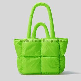 Shoulder Bags Fashion Fluorescent Green Padded Women Designer Quilted Handbags Luxury Laser Nylon Large Capacity Tote Bag Winterstylishhandbagsstore