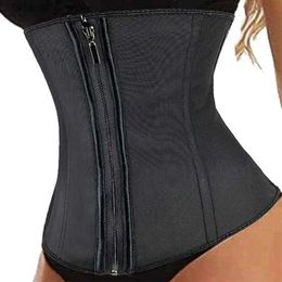 Waist Tummy Shaper XXS-3XL Latex Corset Body Shaper Waist Cincher Zipper Underbust Weight Loss Slimming Shapewear Hourglass Belt Women Plus Q240110