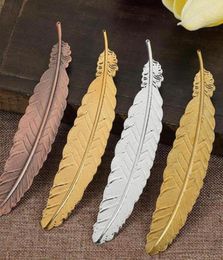 Fashion Retro Craft Metal Feather Bookmarks Document Book Mark Label Golden Silver Rose Gold Bookmark Office School Supplies1719856