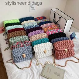 Shoulder Bags Handmade Woven Women's Crossbody Bags Thread Hook Knitted Shoulder Bag Colourful Strip Chains Bags for Women Small Purses 2021stylisheendibags
