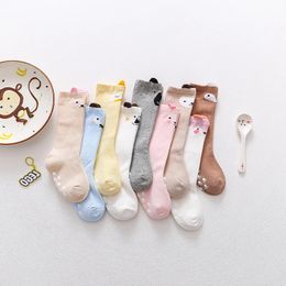 9 Pairs/lot Infant Mid Long Tube Over The Knee Socks Fall Winter Non-slip Dispensing Cotton Cartoon Animal Baby Unisex 240109