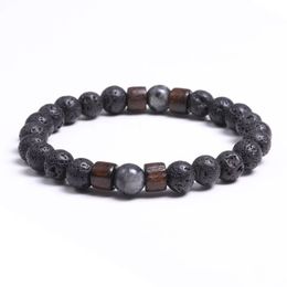 8mm Natural Volcanic Rock Stone Beaded Strands Charm Balance Bracelets For Women Men Lover Party Club Yoga Jewellery