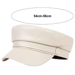 Berets Women Beret Hat Uv Protection Stylish Women's Faux Leather With Extended Brim Flat Dome Sboy For Outdoor