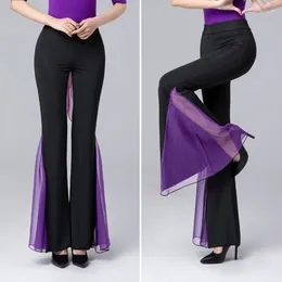 Stage Wear Women Elegant Wide Leg Trousers Flared Pants Latin Ballroom Belly Dance Practise Pole Performance Costume