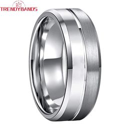 Bands 8mm 6mm Rings for Mens Womens Tungsten Carbide Wedding Band Engagement Fashion Jewelry Brushed Shiny Comfort Fit