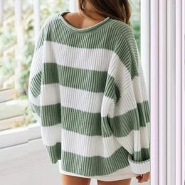 Women's Sweaters Women Winter Sweater Cosy Colorblock Knitted For Fall Thick Loose Pullover With Round Neck Long Sleeves