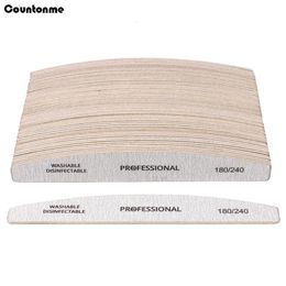 Professional Grey Sandpaper Nail Files For Manicure 50Pcs Wood Nail Art File 180240 Boat Buffing Sanding Nail Art Accessories 240109