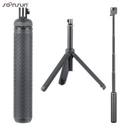 Monopods Soonsun 3in1 Tripod Stand Extendable Monopod Pole Hand Grip Selfie Stick for Gopro Hero 11 10 9 8 7 6 Sjcam Akaso Action Camera