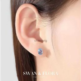 Stud Natural Blue Topaz 925 Sterling Silver Stud Earrings For Women Jewellery Gift Simple Jewellery Green YQ240110