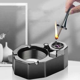 New Oil-electric Hybrid Charging Lighter Kerosene Ignition Creative Ashtray Exquisite Home Desktop Decoration Gift