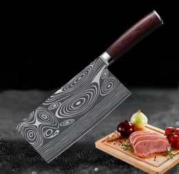 Stainless Steel Kitchen 7cr Laser Veins Blade Cleaver Knife Cutting Meat Slicing Knife Fruit Butcher Knives8320820