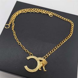 2022 Top quality Charm pendant necklace witn lion shape in 18k gold plated for women wedding Jewellery gift have box stamp Brooch PS284M