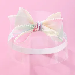 Hair Accessories 12pcs Gradient Rainbow Color Tutu Bow Headbands Tulle Bowknot Born Headwear Fashion Boutique For Girls