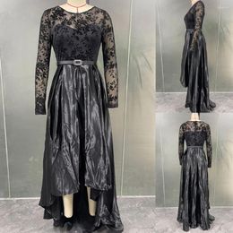 Ethnic Clothing Luxury Evening Dresses O-Neck A-Line Long Sleeve Floor-Length Lace Satin Patchwork 2024 Of Formal Prom Dress Women