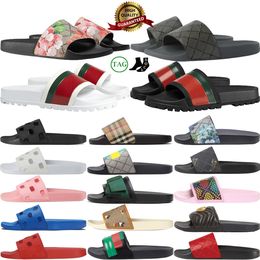 Slippers Designer Slides Fashion Floral Slipper for Men Women Leather Rubber Flats Sandals Summer Beach Shoes Loafers Gear Bot Sliders