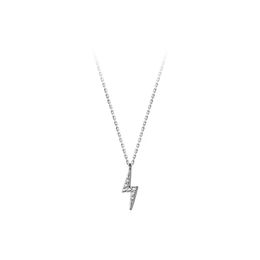 Necklaces Mini 100% real 925 Sterling Silver Fine Jewelry CZ Bolt Wave lightning Pendant necklace Women's CD8199