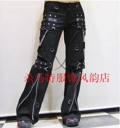 Pants 2740 2022 Men's New Clothing Long Trousers Trend Punk Gothic Horn Nonmainstream Casual Rivet Gas Hole Pants Singer Costumes