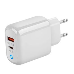 38W PD Fast Charger QC3.0 Type C Quick Charger 2 Port USB C Wall Charger Adapter US EU UK Plug For iPhone 15 14 Pro Max Huawei Xiaomi Samsung S24