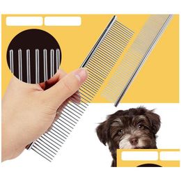 Dog Grooming 100Pcs/Lot Pet Comb Stainless Steel Needle 16Cm Single-Sided Unhairing Cats Removal Hair Combs Drop Delivery Home Garde Dhvmk