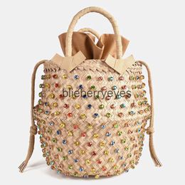 Totes Artmomo Woven Crystal Embellished Tote Bag Rainbow Bucket Women's Shoulder Bags B Handbags 2020 Purses diamond bagsblieberryeyes